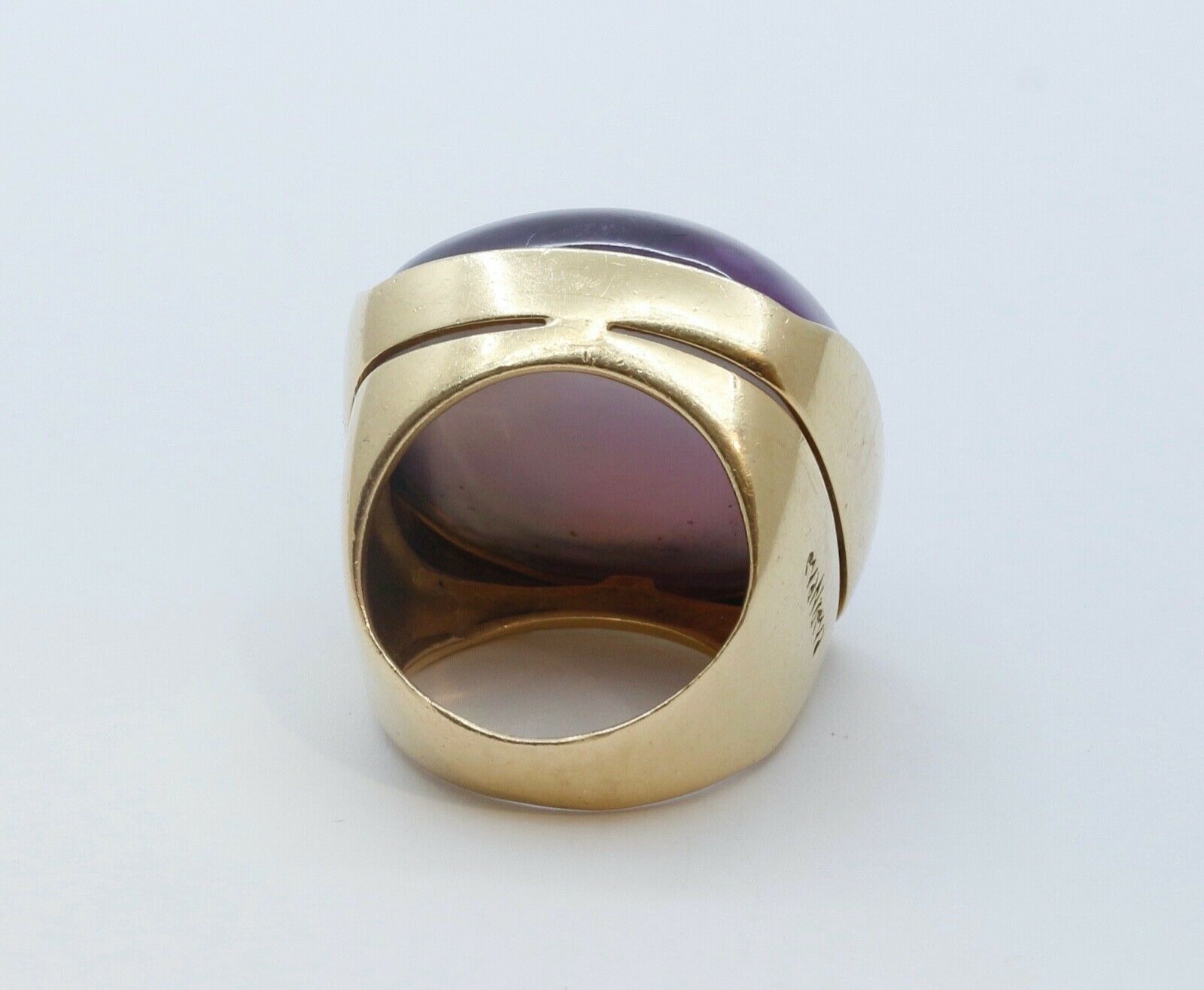 Vintage Statement Italian Eva Nueva Amethyst 18K Yellow Gold Ring