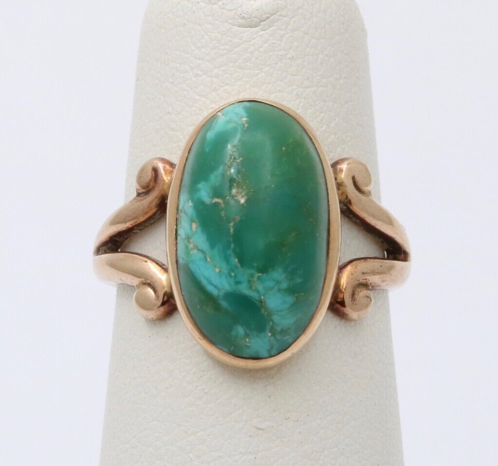 Antique Victorian 14K Yellow Gold Turquoise Ring