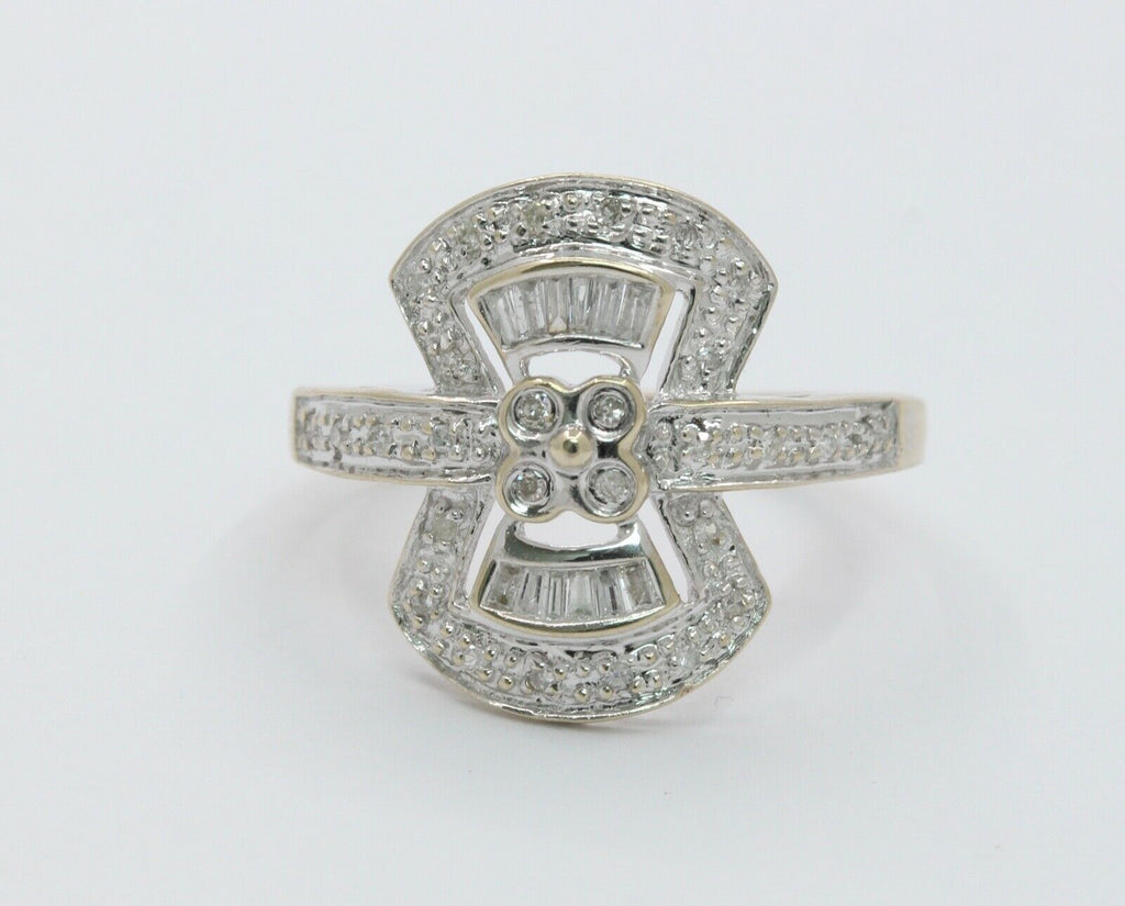Vintage Ladies Art Deco 14K White Gold Diamonds Reproduction Ring