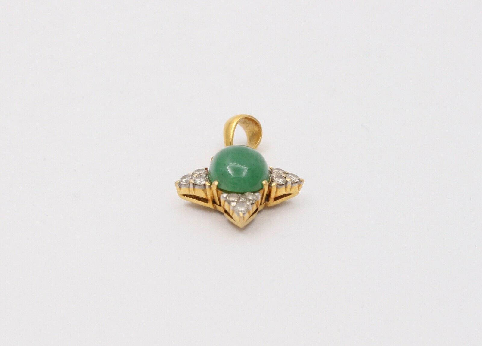 Vintage North Star Jade Diamonds 18K Yellow White Gold Pendant