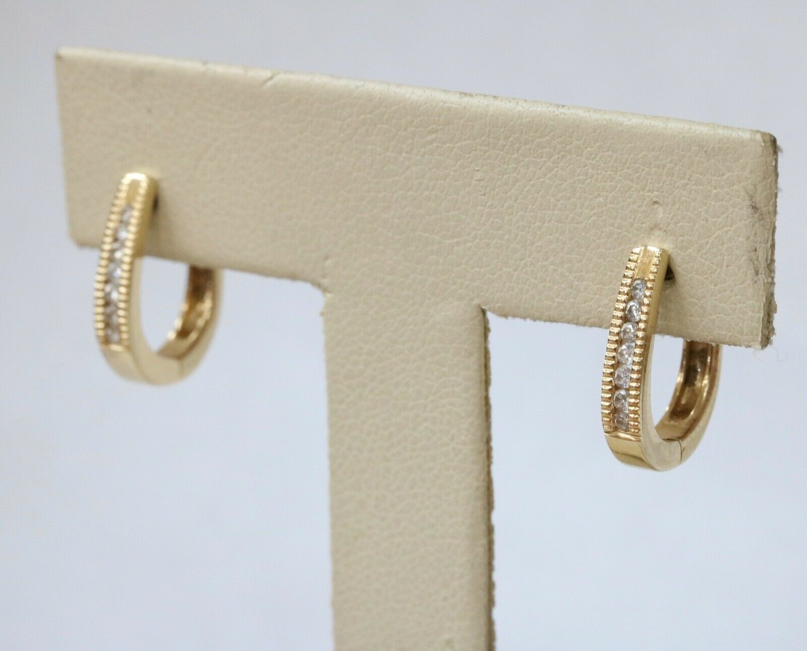 Vintage Diamonds 14K Yellow Gold Huggie Milgrain Earrings