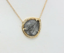 Load image into Gallery viewer, Vintage 14K Yellow Gold Sagenitic Quartz Diamond Pendant
