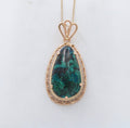Vintage Chrysocolla 14K Yellow Gold Pendant