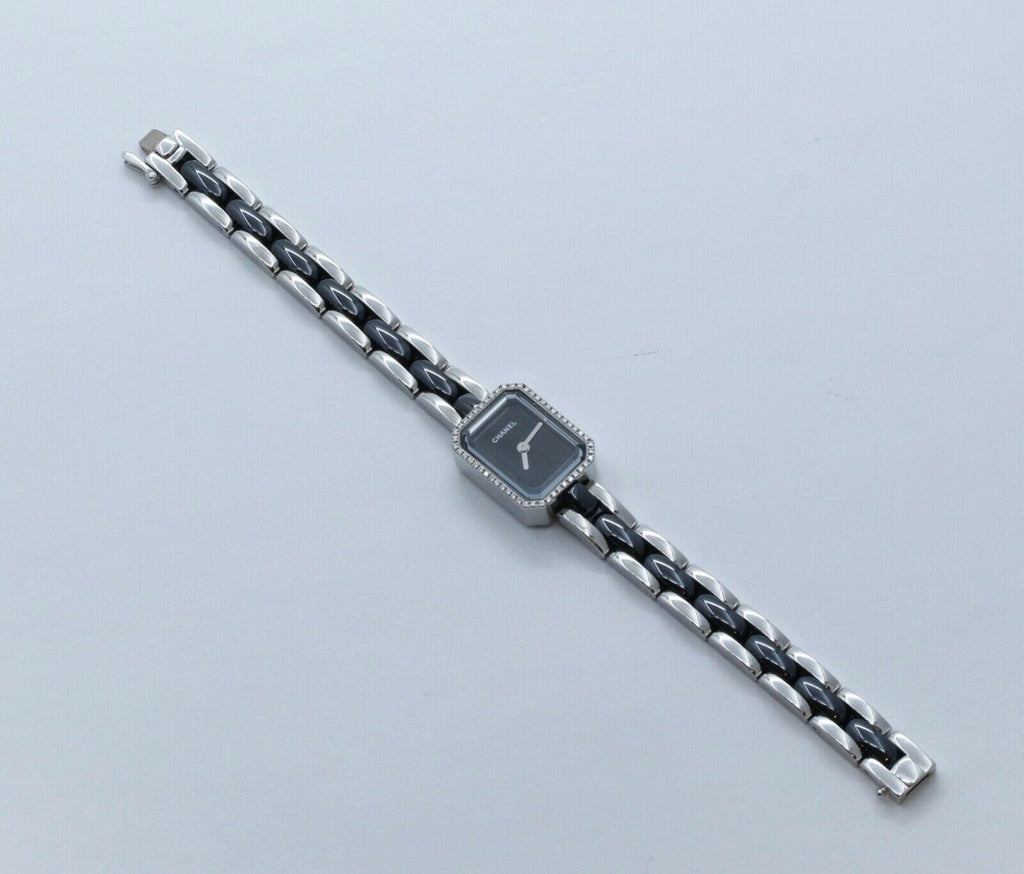 Chanel Premiere Mini Watch H2163 Diamonds Steel Black Ceramic