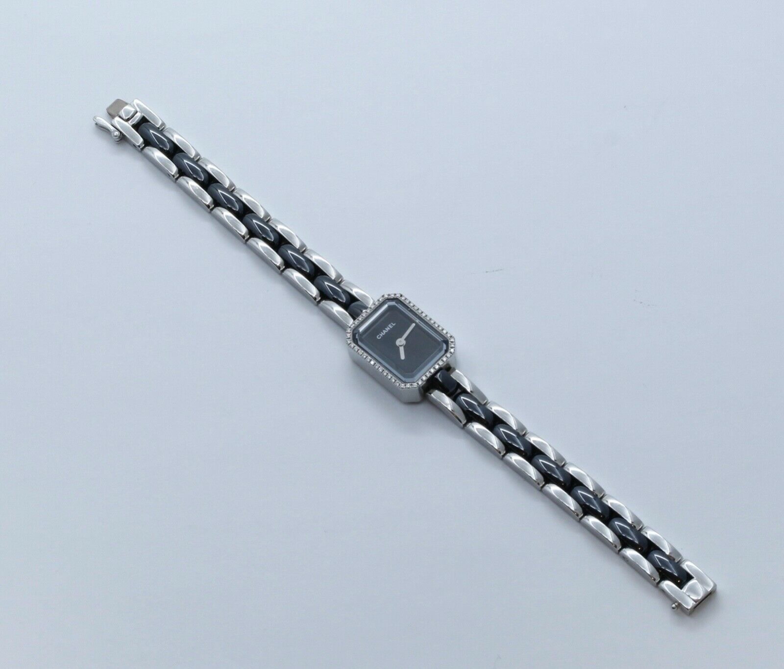 Chanel Premiere Mini Watch H2163 Diamonds Steel Black Ceramic