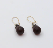 Load image into Gallery viewer, Vintage Amber 14K Sterling Silver Dangle Earrings
