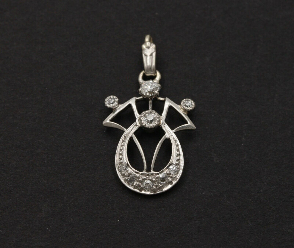 Art Deco Recreation Diamonds Platinum 14K Yellow Gold Pendant