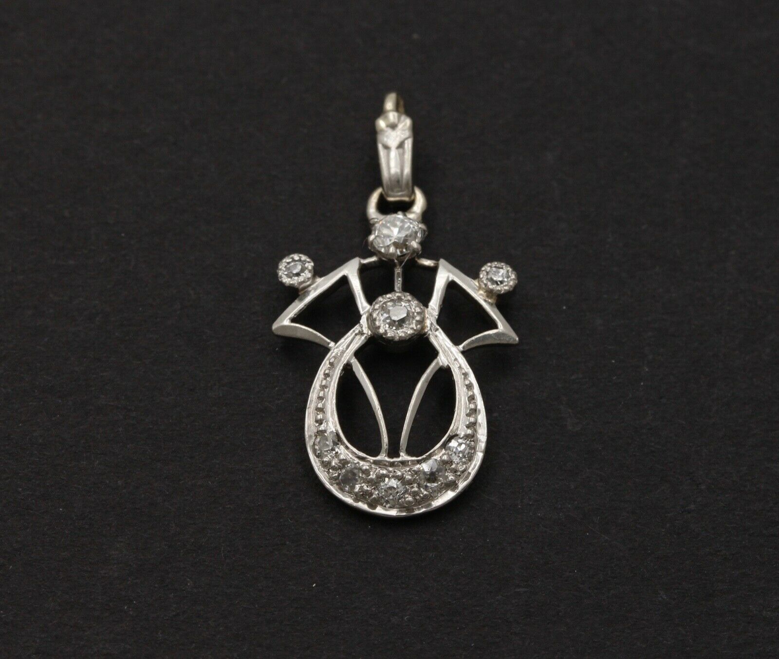 Art Deco Recreation Diamonds Platinum 14K Yellow Gold Pendant