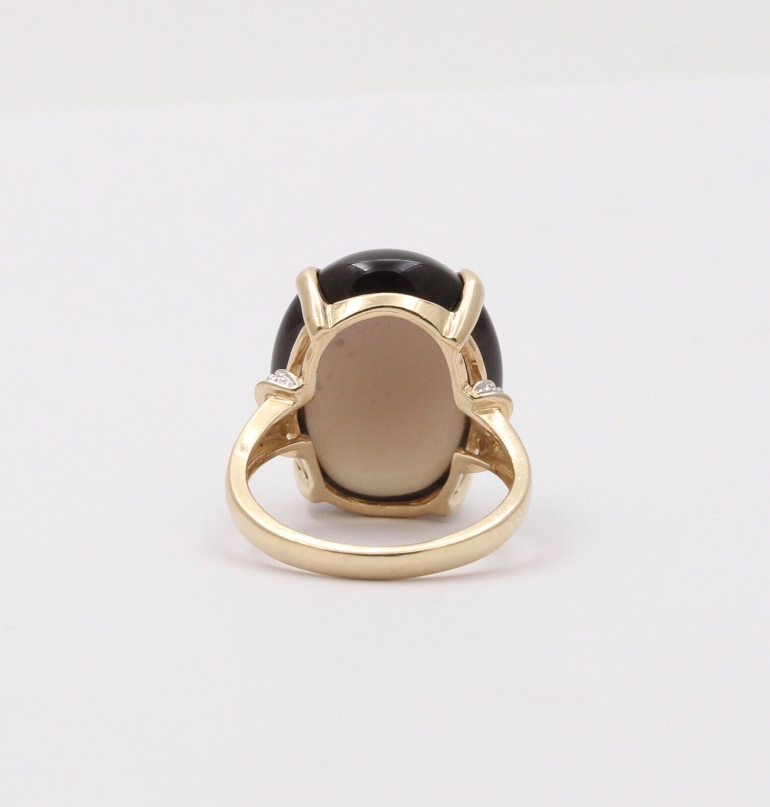 Vintage 10K Yellow Gold Smoky Topaz & Diamond Ring. Cocktail Ring