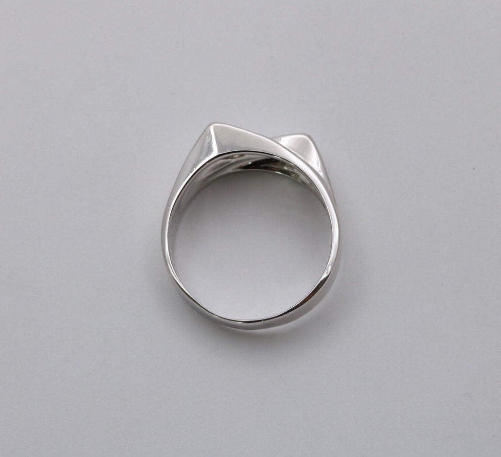 Vintage 14K White Gold Diamond Bypass Ring, Band.