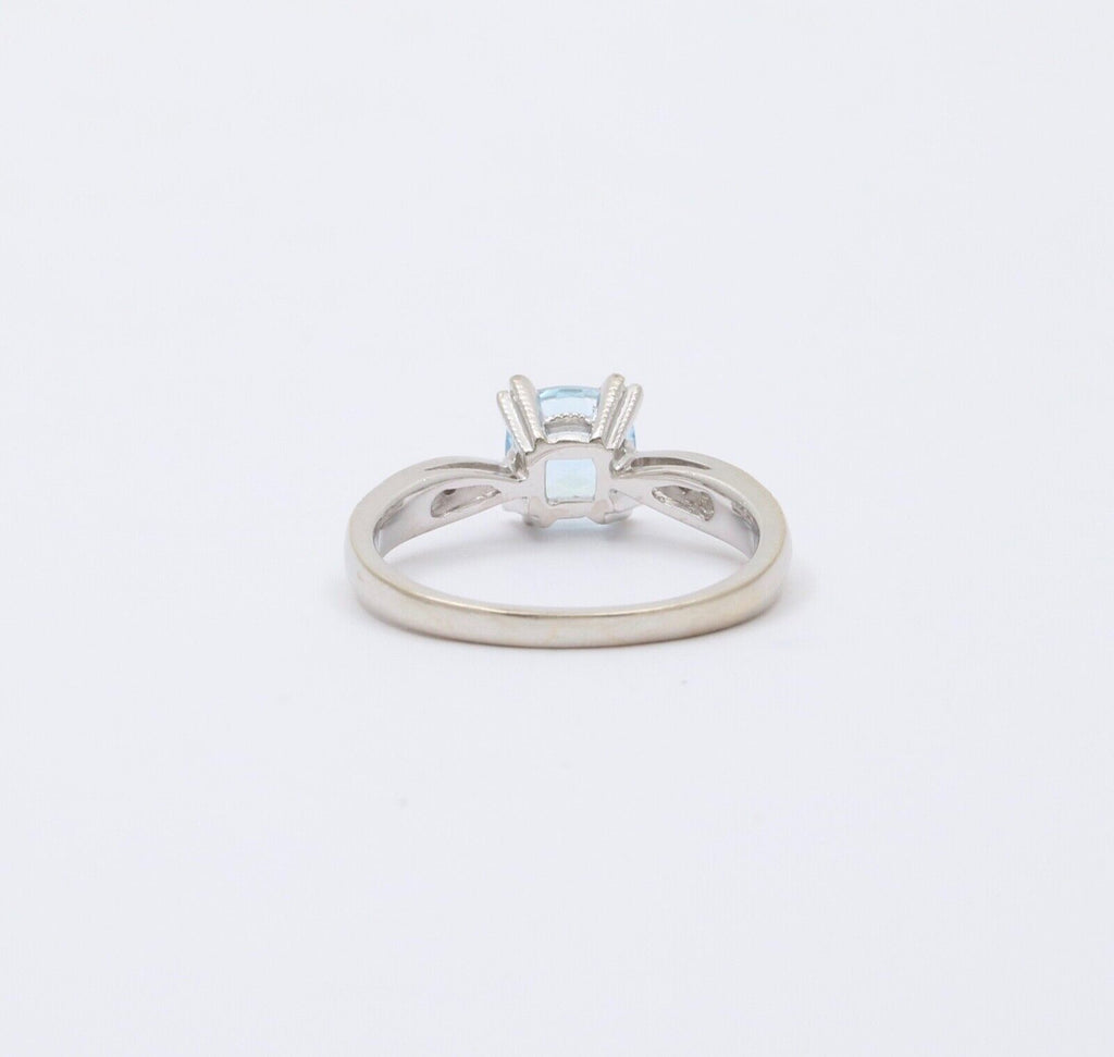 Classic 14K White Gold Aquamarine Ring, Engagement Ring