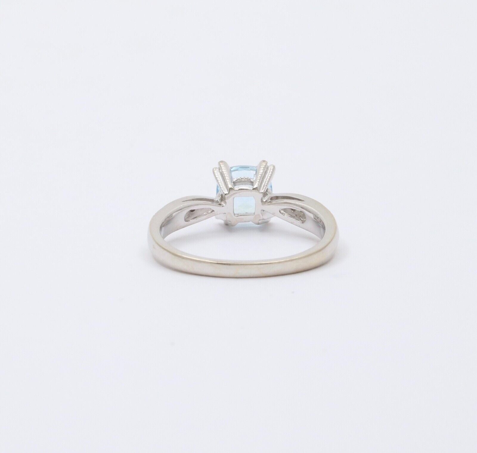 Classic 14K White Gold Aquamarine Ring, Engagement Ring