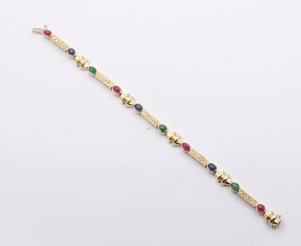Vintage Unique Multi Stone 14k Yellow Gold Bracelet