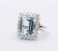 Vintage Aquamarine Diamonds Platinum Ring