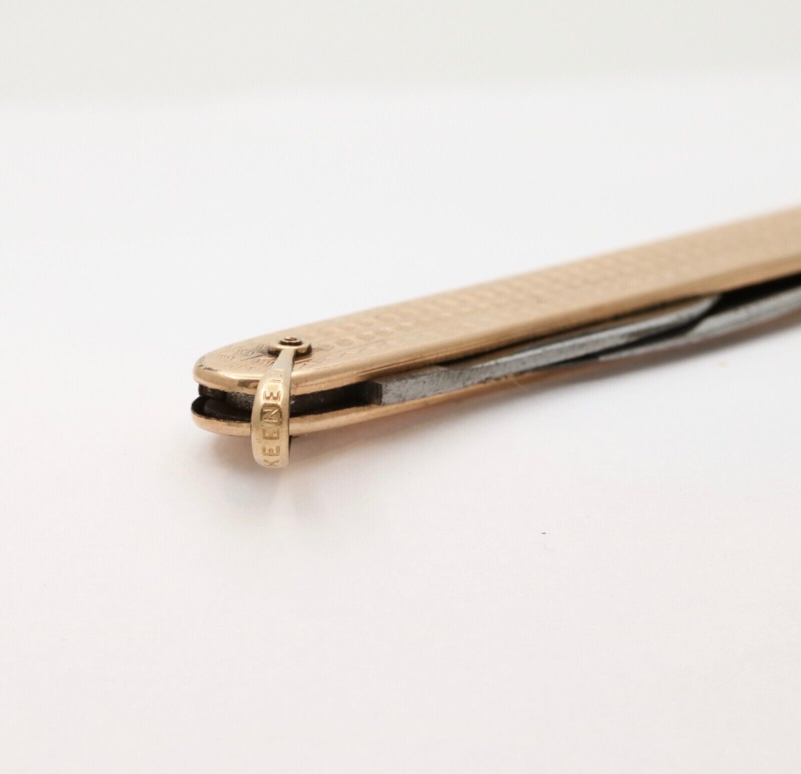Vintage 12K Yellow Gold & Stainless steel Knife Pendant