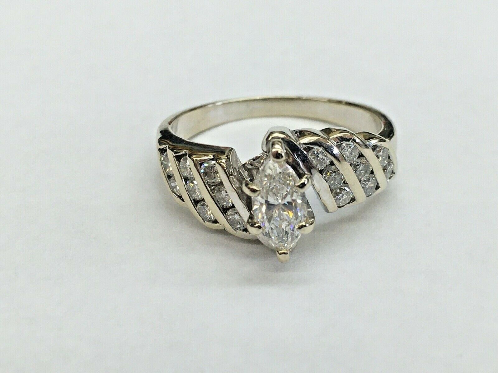 Vintage Ladies Diamonds 14K White Gold Engagement Ring