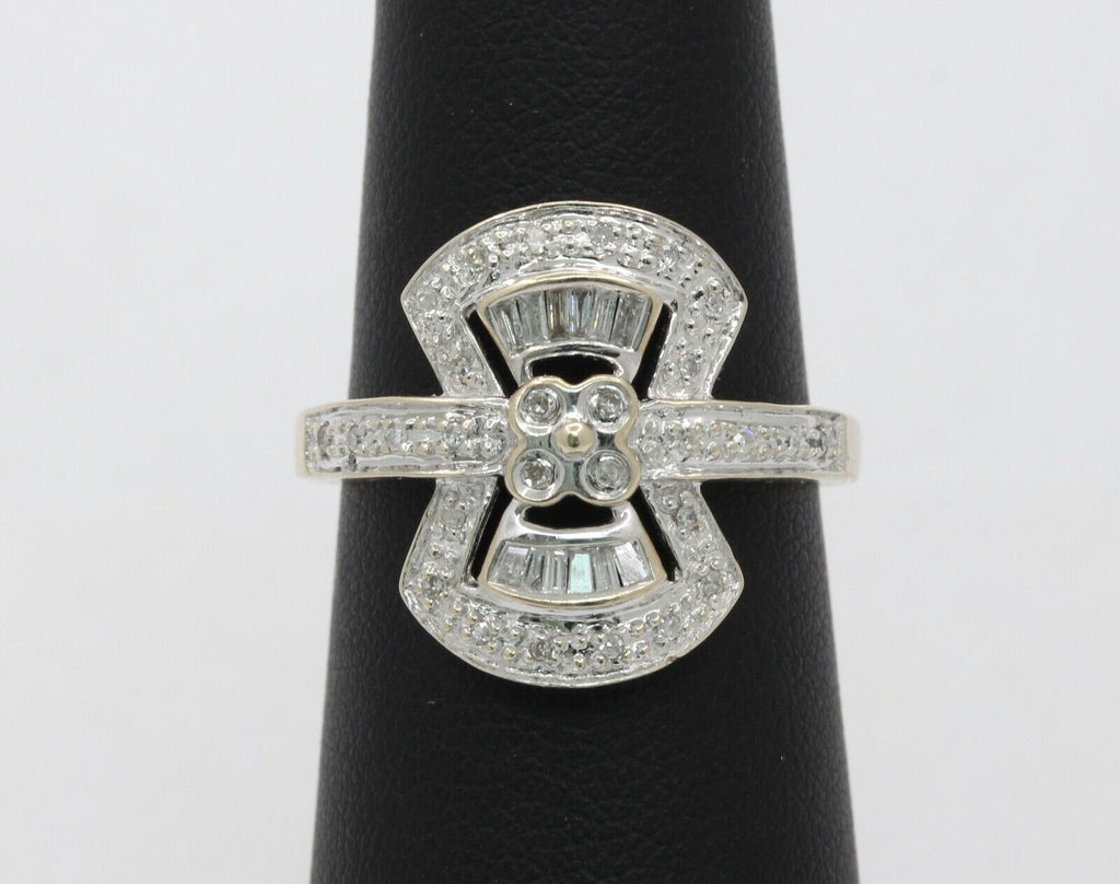 Vintage Ladies Art Deco 14K White Gold Diamonds Reproduction Ring
