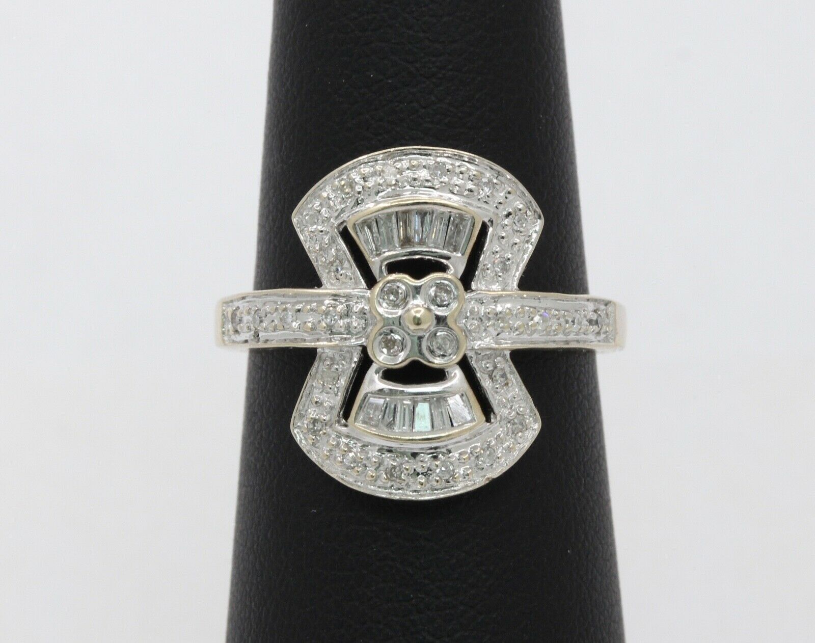 Vintage Ladies Art Deco 14K White Gold Diamonds Reproduction Ring