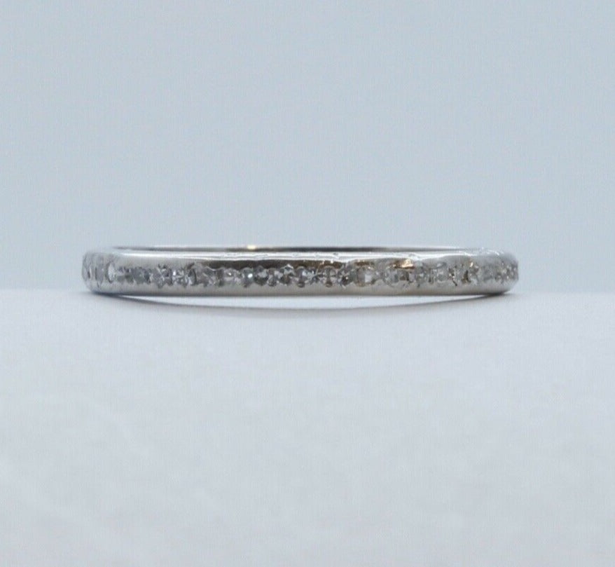 Art Deco Ladies Old Miner Cut Diamonds Platinum Eternity Wedding Band
