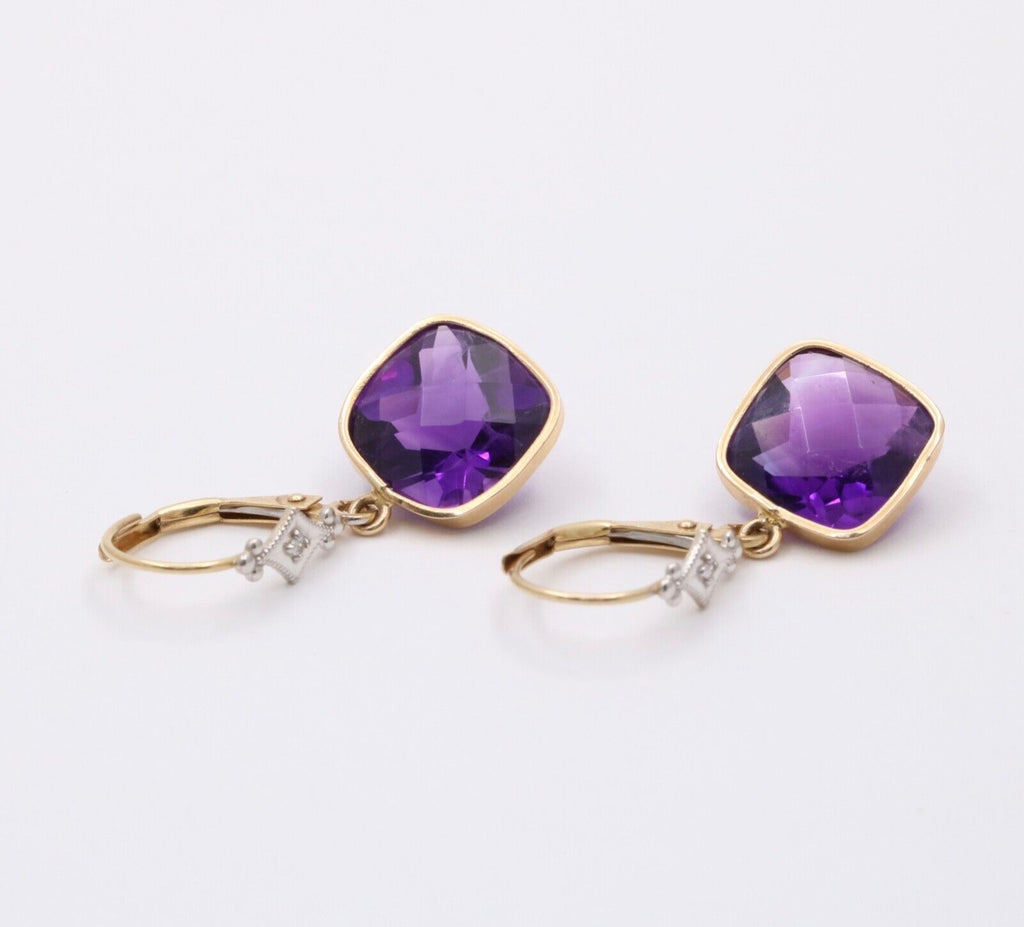 Sweet Vintage 14K Yellow Gold Amethyst Earrings