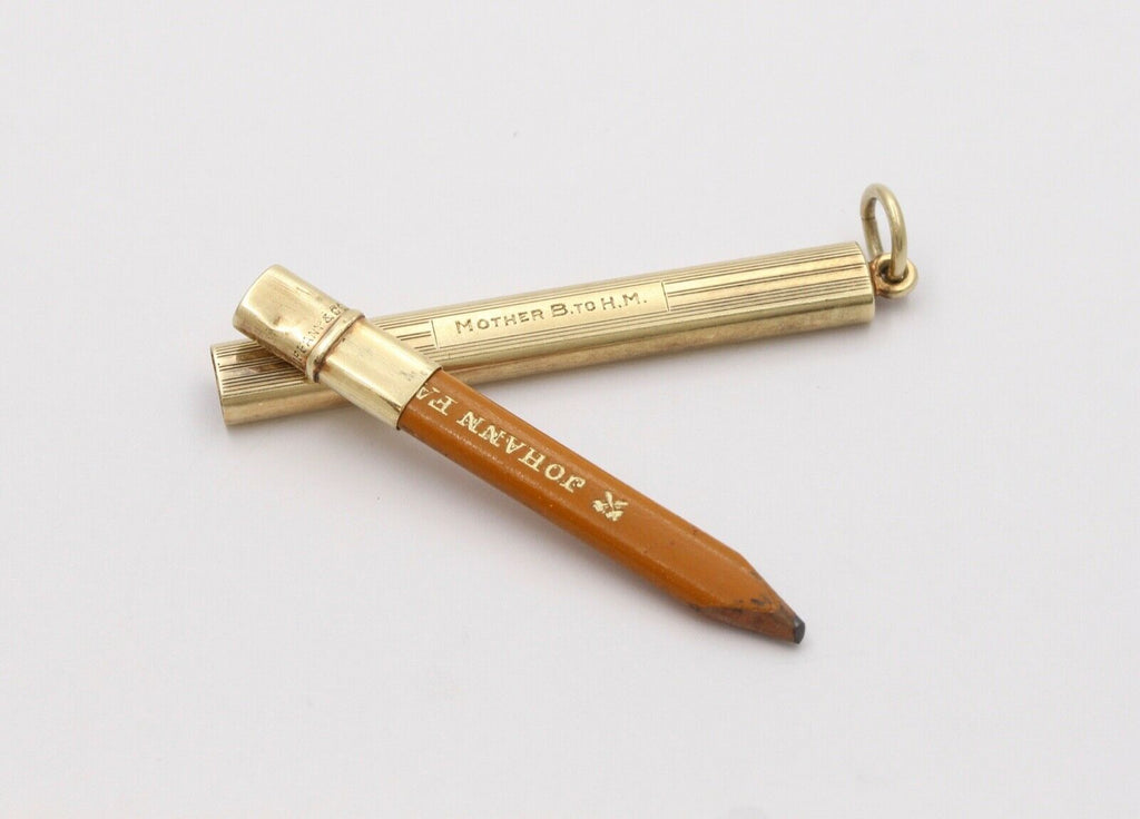 Vintage Tiffany & Co 14K Yellow Gold Pencil Case Pendant Necklace, Charm