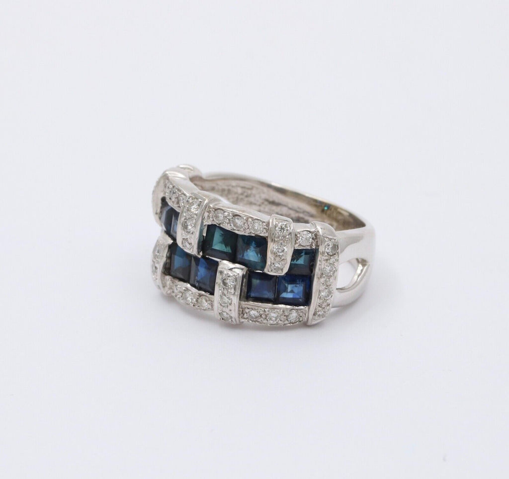 Vintage 18K White Gold Sapphire & Diamond Ring