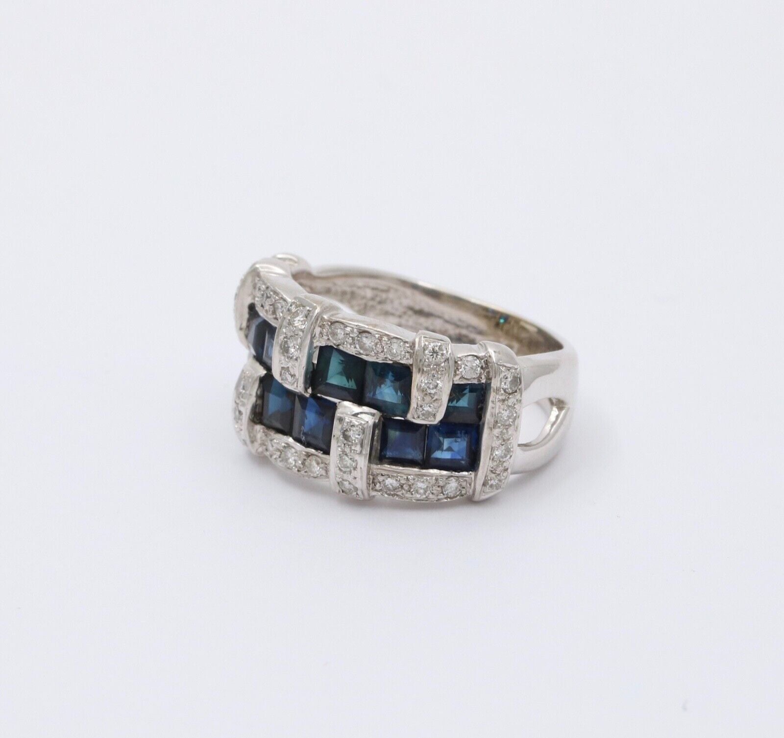 Vintage 18K White Gold Sapphire & Diamond Ring