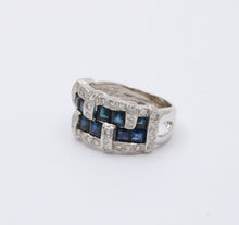 Load image into Gallery viewer, Vintage 18K White Gold Sapphire &amp; Diamond Ring
