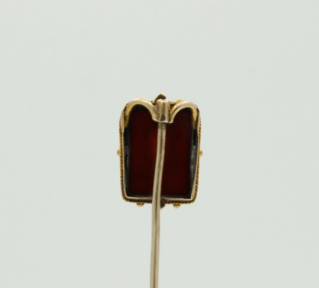 Vintage 10K Yellow Gold Sard Intaglio Stick Pin