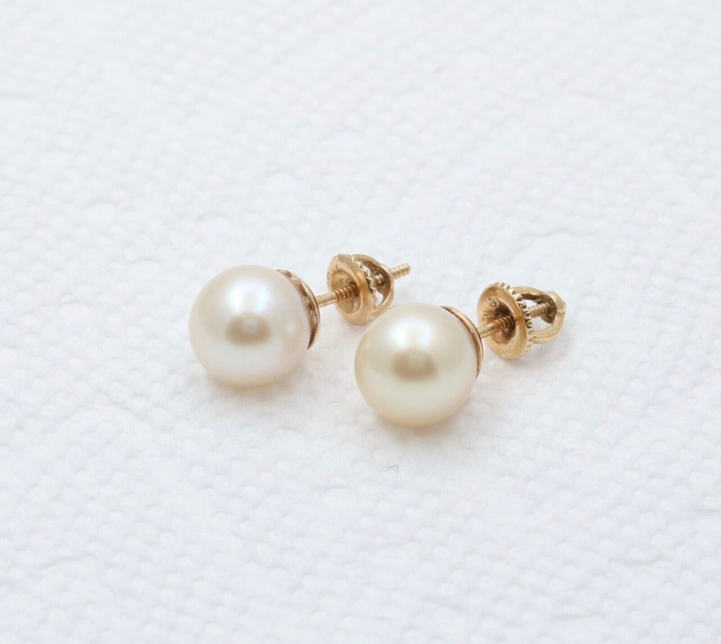 Vintage Pearl 14K Yellow Gold Earrings