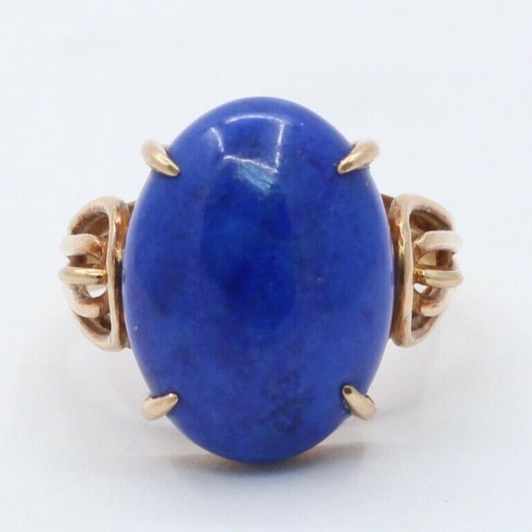Victorian 14K Yellow Gold Lapis Statement Ring