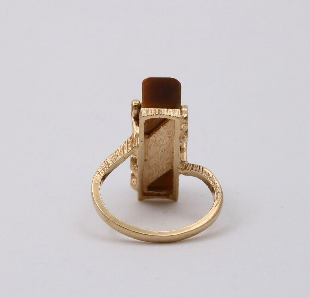 Vintage 14K Yellow Gold Tiger Eye Swirling Ring