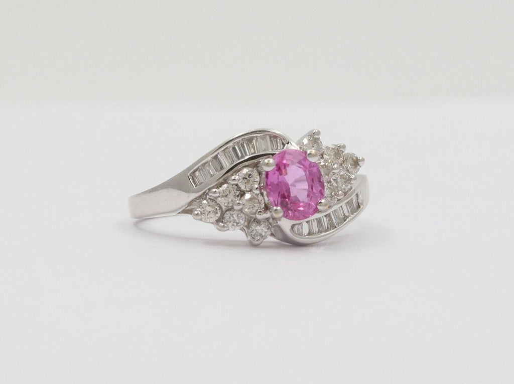 Vintage Pink Sapphire Diamonds Cocktail Ring