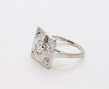 Load image into Gallery viewer, Art Deco Geometric Rope Filagree Diamonds 14K White Gold Ring
