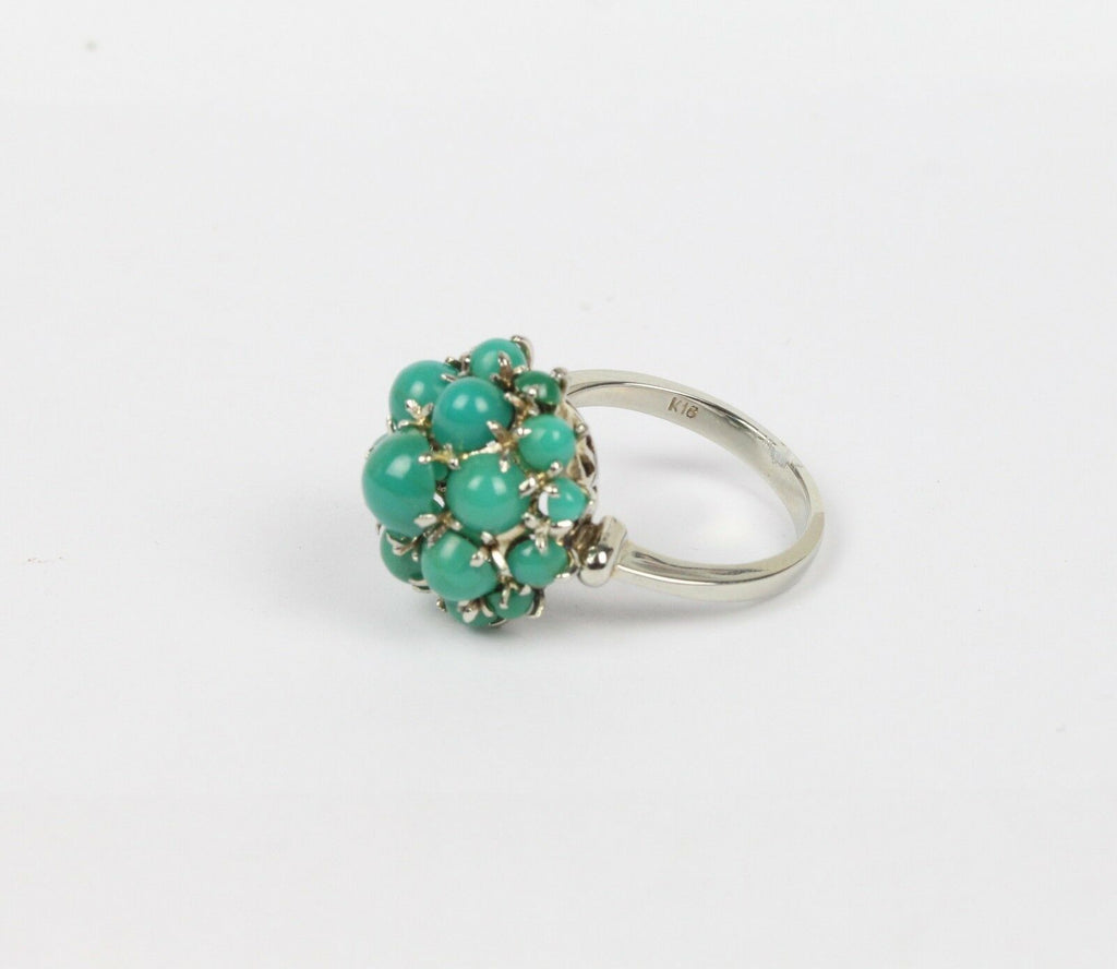 Vintage Turquoise 14k White Gold Cocktail Ring