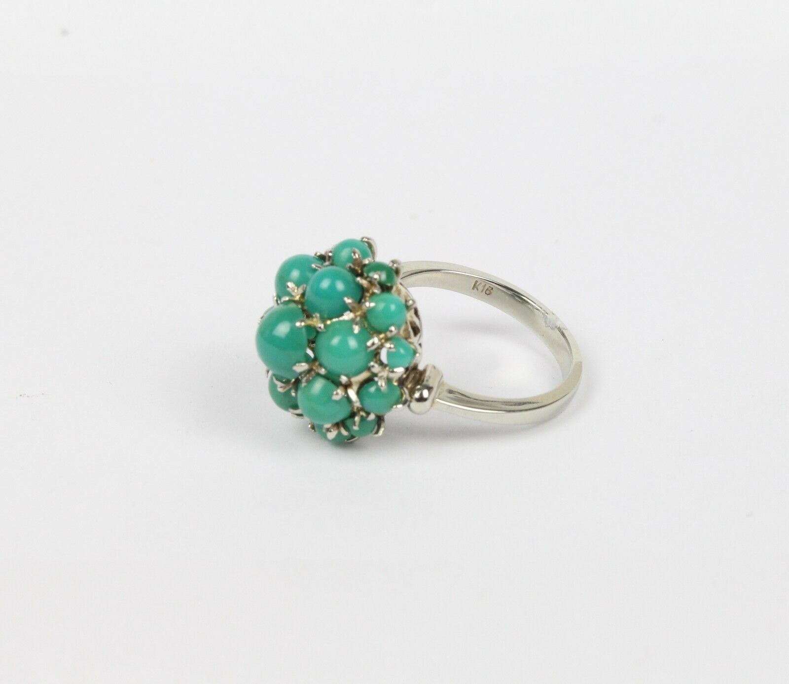 Vintage Turquoise 14k White Gold Cocktail Ring
