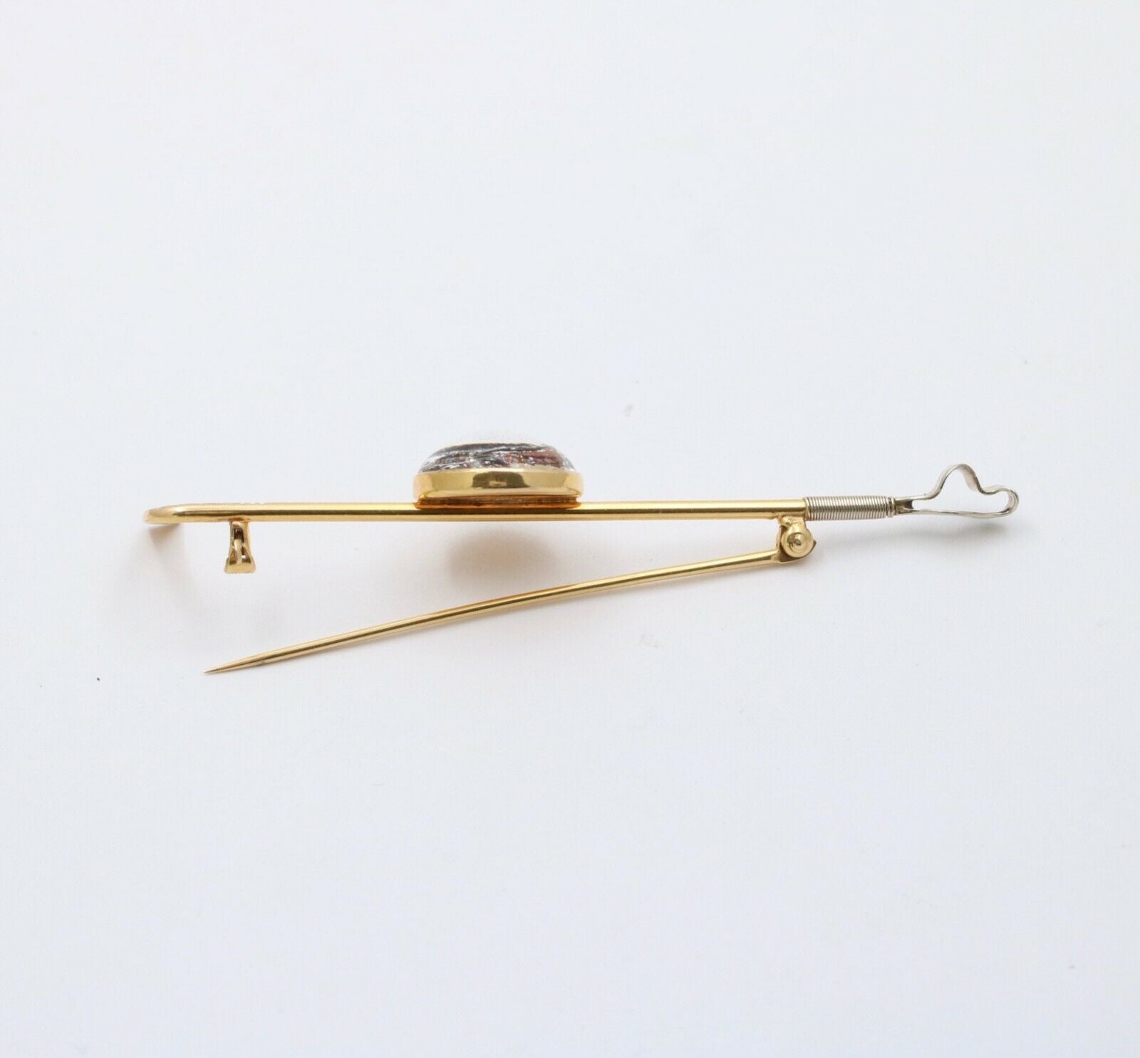 Antique Essex Crystal 14K Yellow Gold Horse Bar Pin. Hat Lapel