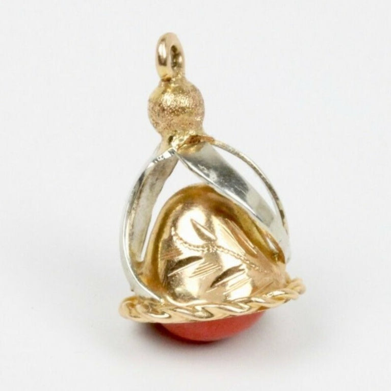 Lovely Vintage 14K Yellow Gold Coral Bell Pendant