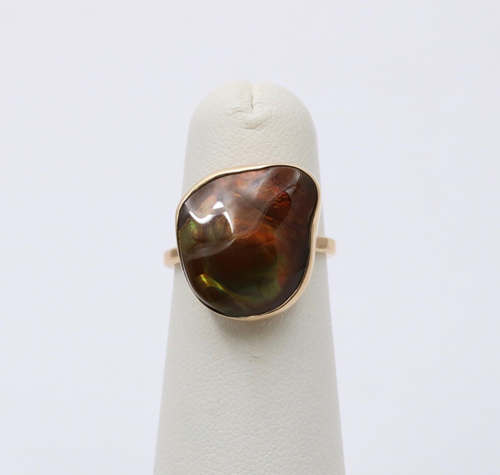 Vintage Fire Agate 14K Yellow Gold Bezel Setting RIng