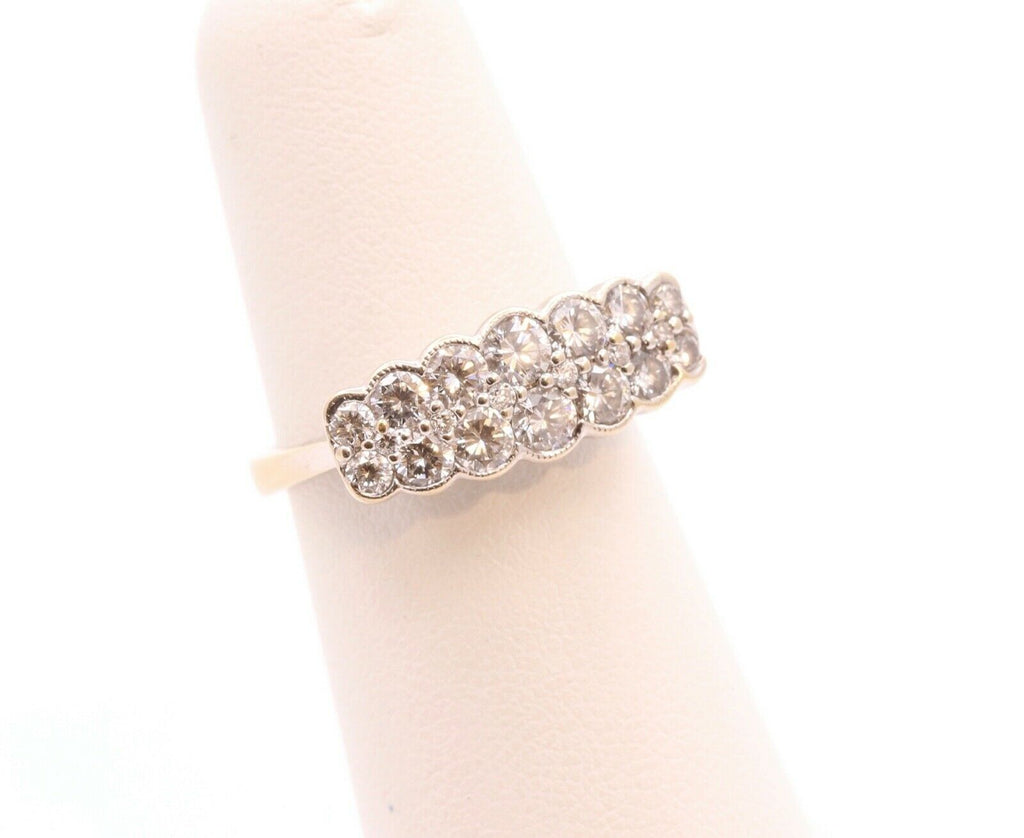 Vintage Ladies Diamonds 18K White Gold Wedding Band Ring