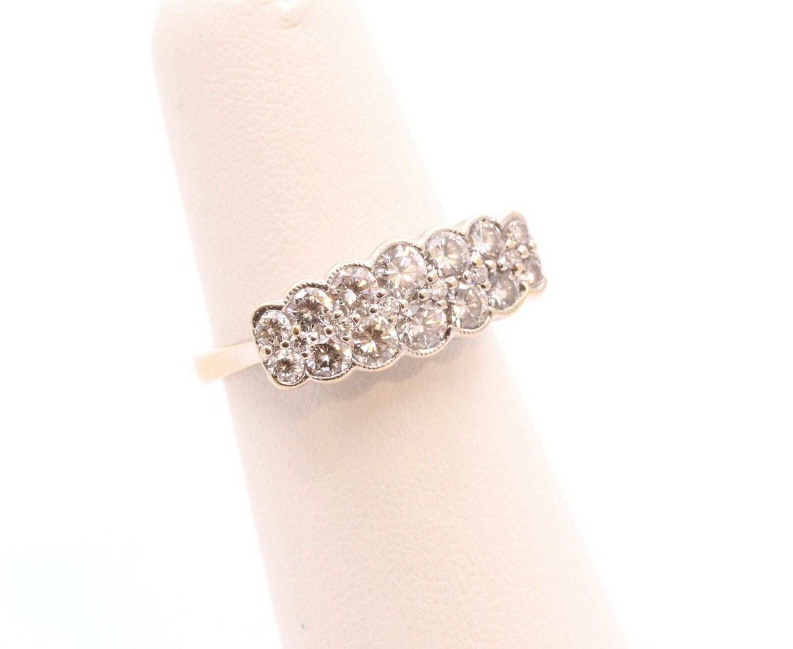 Vintage Ladies Diamonds 18K White Gold Wedding Band Ring