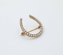 Load image into Gallery viewer, Antique 14K Yellow Gold Split Pearl Horseshoe Brooch, Pin.
