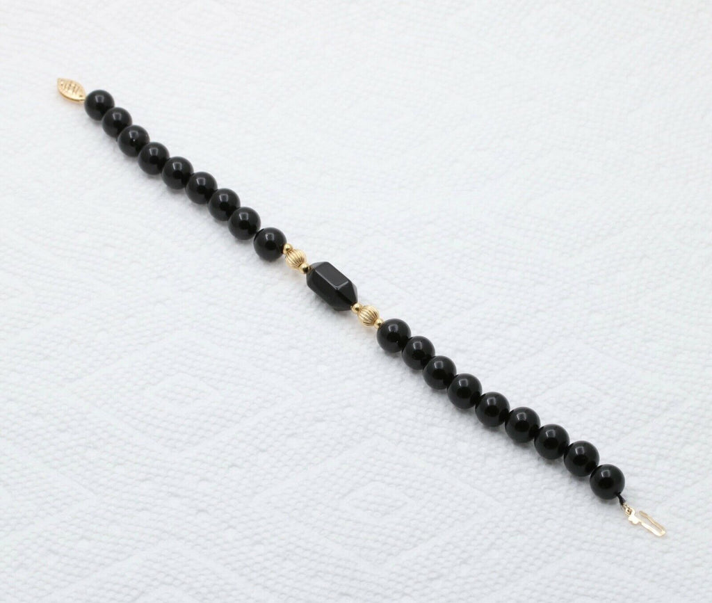 Vintage Black Onyx 14K Yellow Gold Bracelet