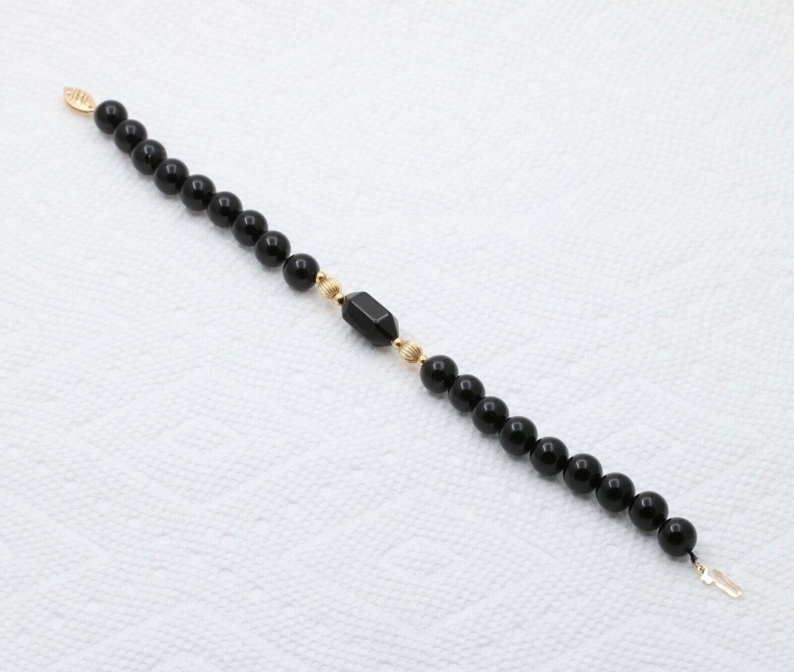 Vintage Black Onyx 14K Yellow Gold Bracelet