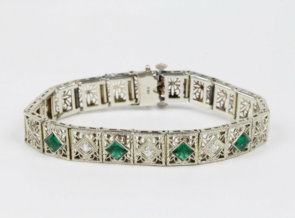 Art Deco Diamond 14K White Gold Diamonds Ladies Bracelet