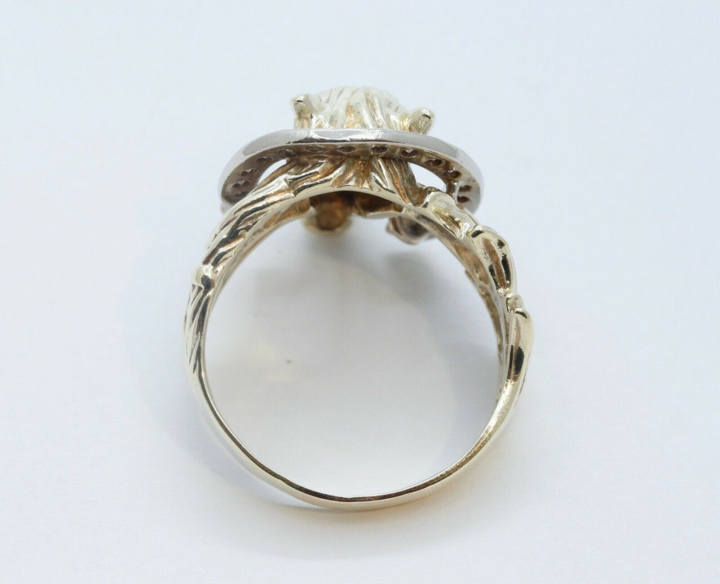 Chunky Unisex 14K Yellow Gold Diamonds Horse Afficionado Ring
