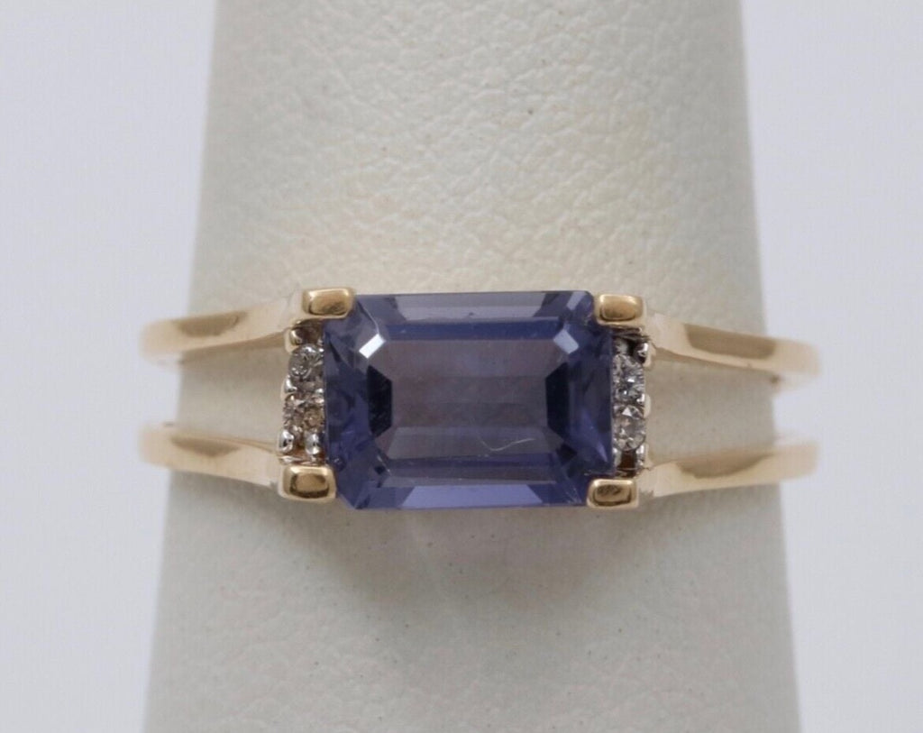 Vintage Purple Stone Diamonds 14K Yellow Gold Ring