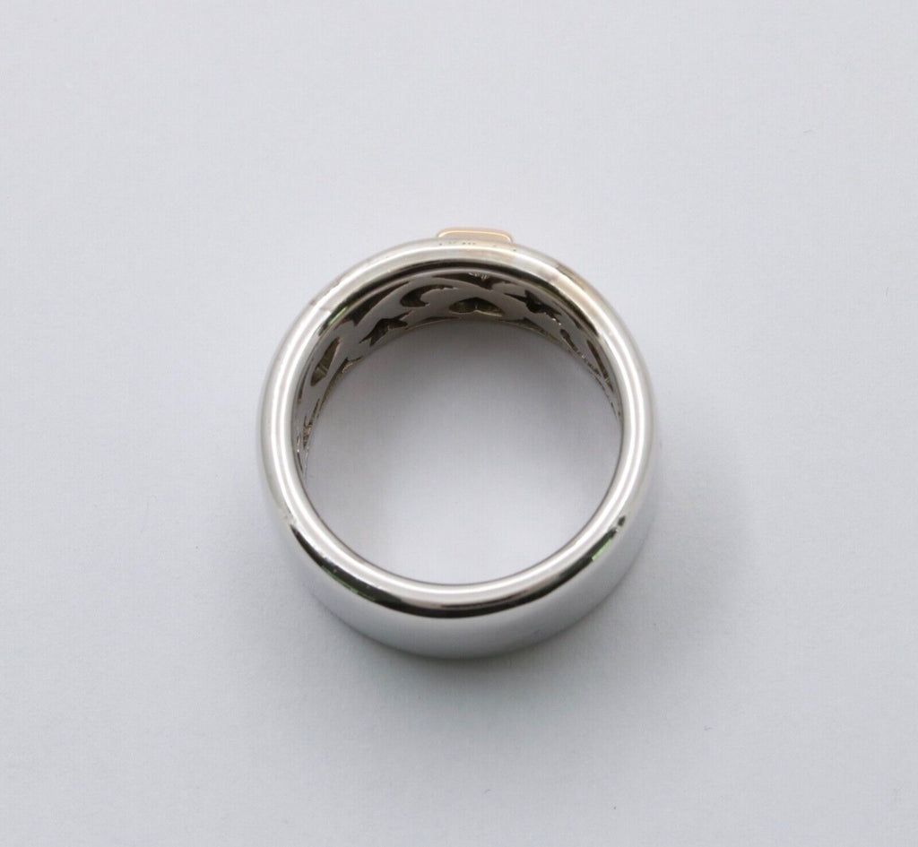 Funky 18K Gold Step Cut Baguette Diamond Wide Cigar Band, Stacking Ring.