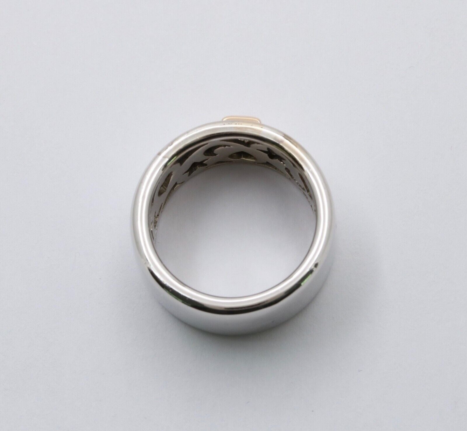 Funky 18K Gold Step Cut Baguette Diamond Wide Cigar Band, Stacking Ring.