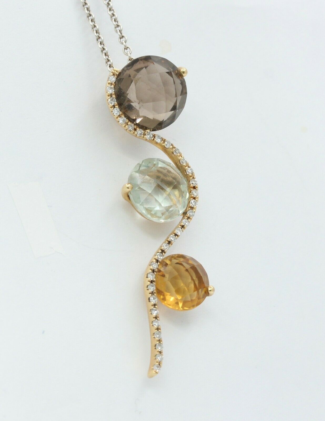 Vintage 14k Yellow Gold Diamond Multi Stone Pendant